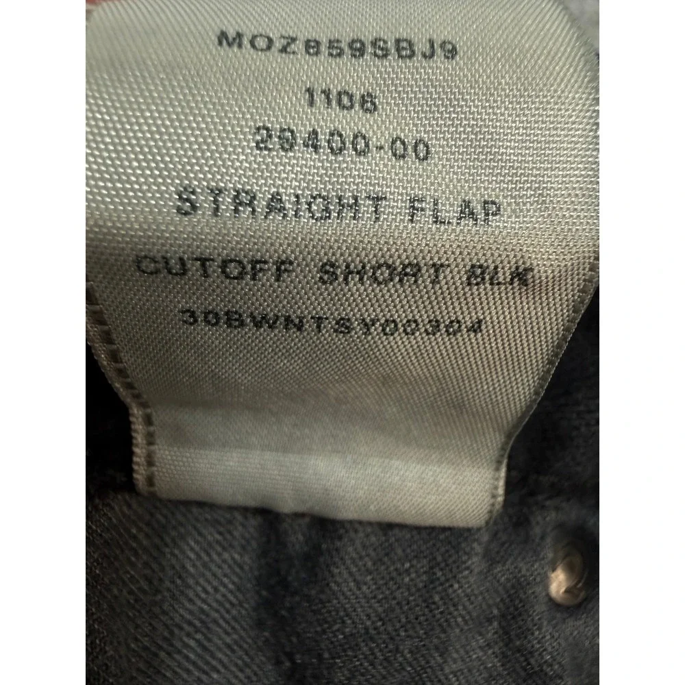 True Religion Straight Flap Black Denim Shorts Raw Hem 36 Faded Grunge Y2K Skate